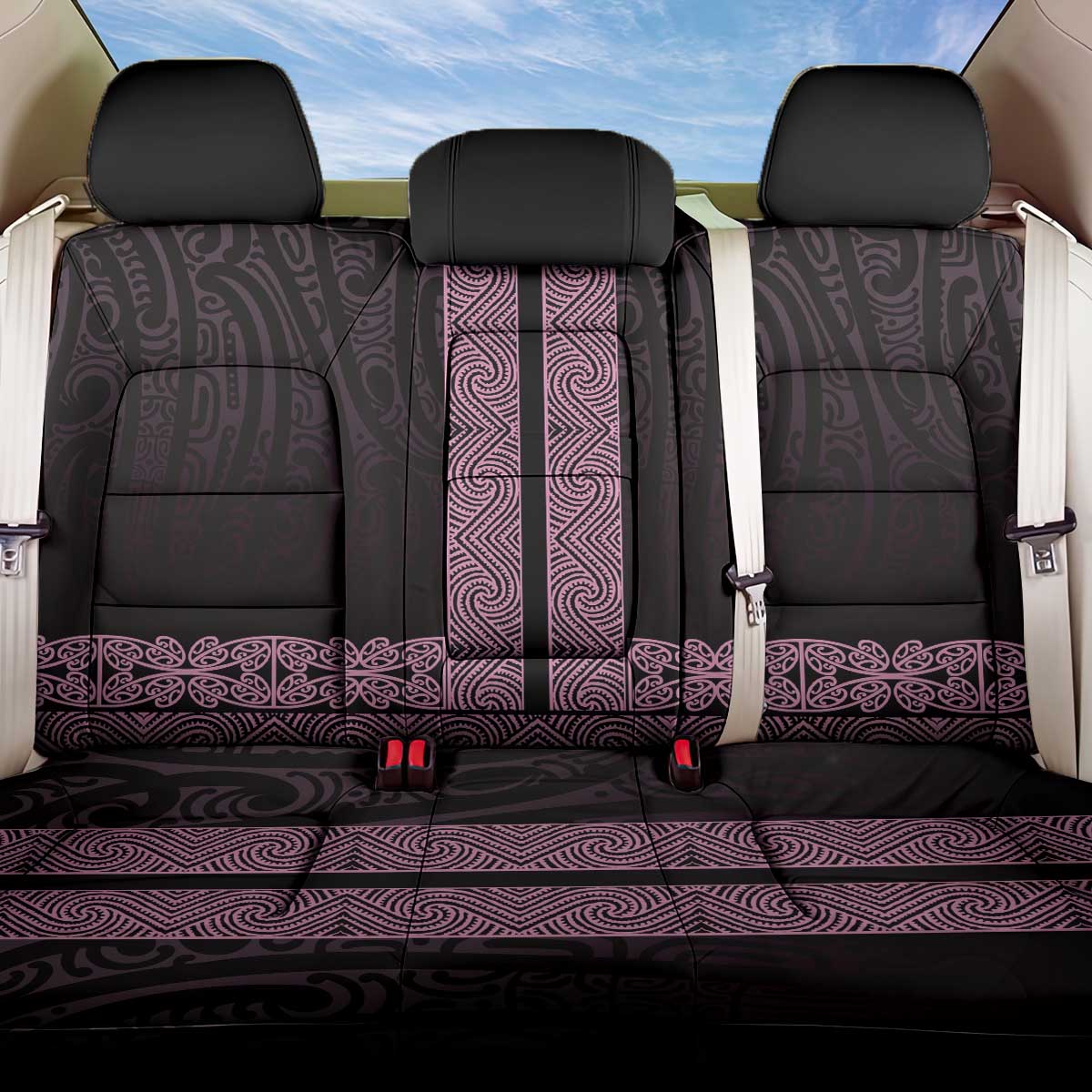 New Zealand Maori Kowhaiwhai Back Car Seat Cover Mawhero Maui and Mangopare LT9 One Size Pink - Polynesian Pride
