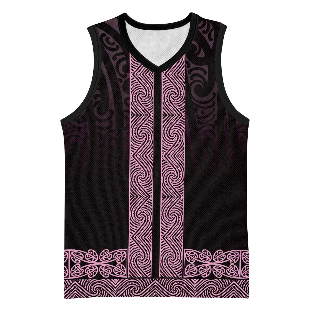 New Zealand Maori Kowhaiwhai Basketball Jersey Mawhero Maui and Mangopare LT9 Unisex Pink - Polynesian Pride