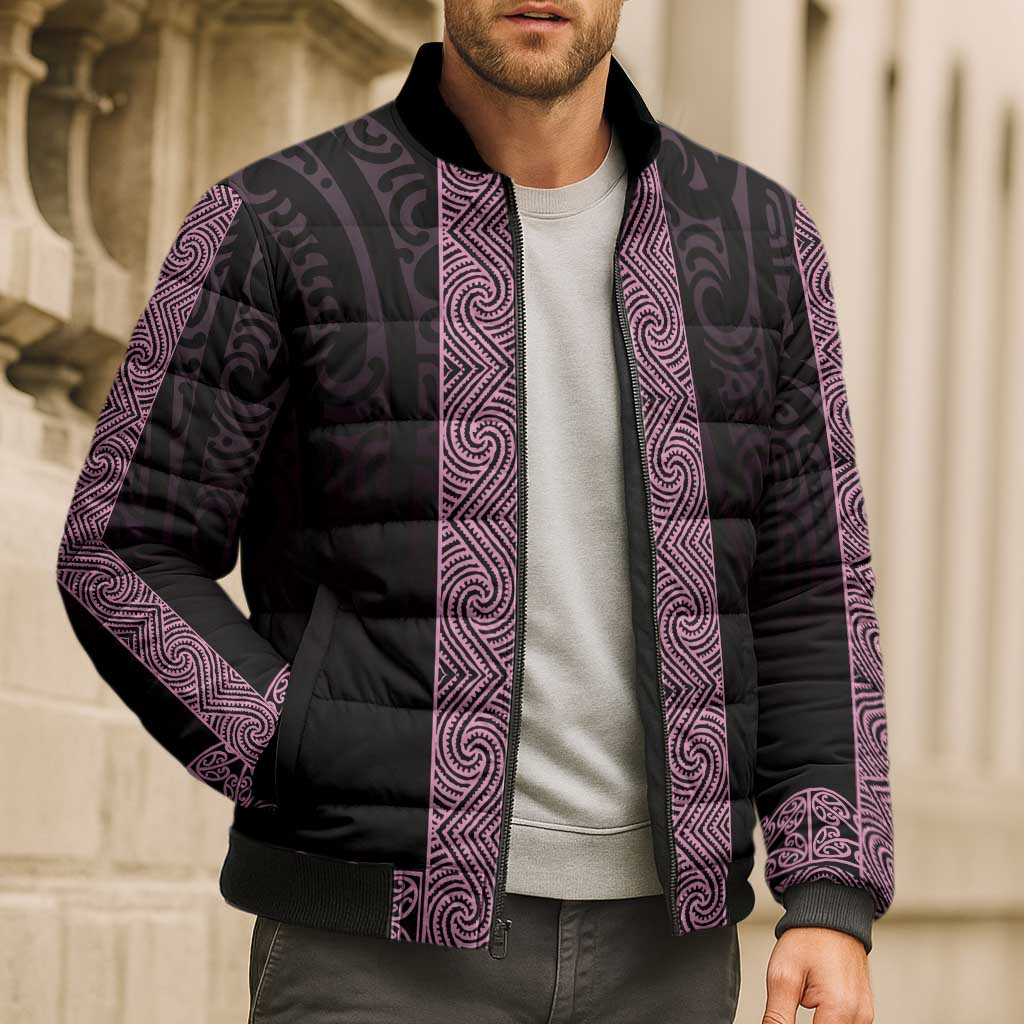 New Zealand Maori Kowhaiwhai Bomber Puffer Jacket Mawhero Maui and Mangopare - Polynesian Pride