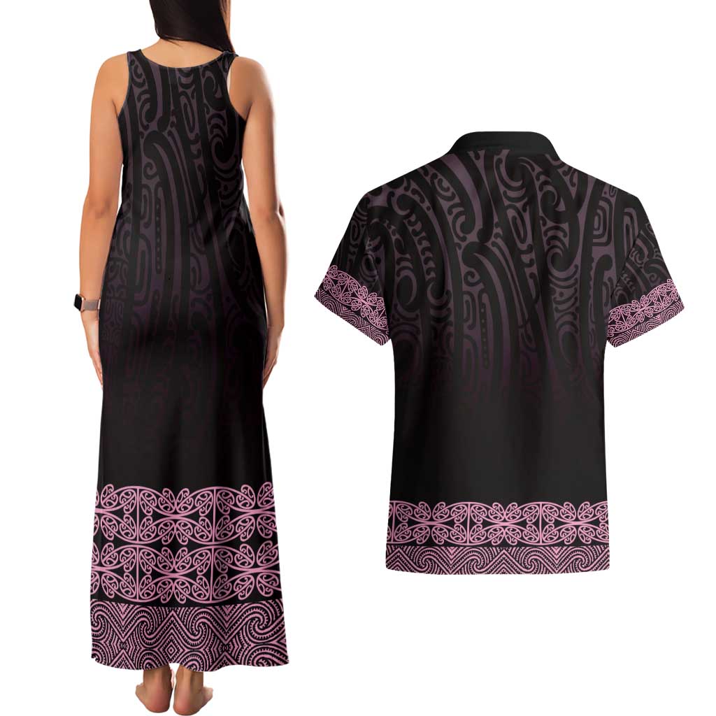New Zealand Maori Kowhaiwhai Couples Matching Tank Maxi Dress and Hawaiian Shirt Mawhero Maui and Mangopare LT9 - Polynesian Pride