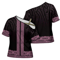 New Zealand Maori Kowhaiwhai Cross Shoulder Shirt Mawhero Maui and Mangopare LT9 - Polynesian Pride