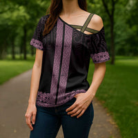 New Zealand Maori Kowhaiwhai Cross Shoulder Shirt Mawhero Maui and Mangopare LT9 - Polynesian Pride