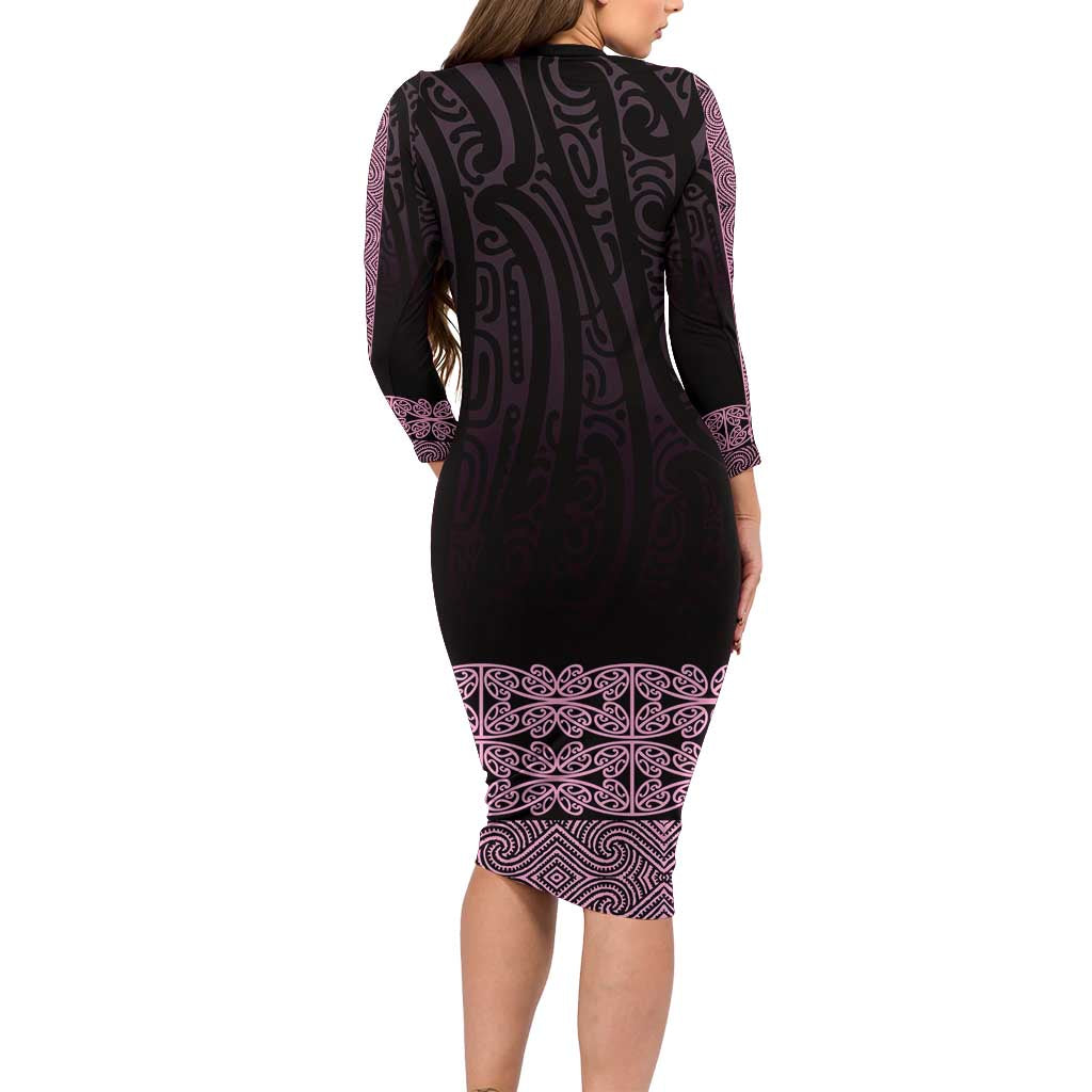 New Zealand Maori Kowhaiwhai Family Matching Long Sleeve Bodycon Dress and Hawaiian Shirt Mawhero Maui and Mangopare LT9 - Polynesian Pride