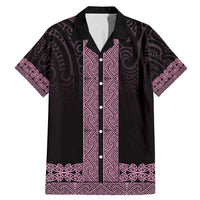New Zealand Maori Kowhaiwhai Family Matching Mermaid Dress and Hawaiian Shirt Mawhero Maui and Mangopare LT9 Dad's Shirt - Short Sleeve Pink - Polynesian Pride