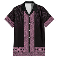 New Zealand Maori Kowhaiwhai Family Matching Off The Shoulder Long Sleeve Dress and Hawaiian Shirt Mawhero Maui and Mangopare LT9 Dad's Shirt - Short Sleeve Pink - Polynesian Pride