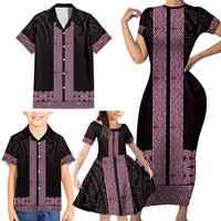 New Zealand Maori Kowhaiwhai Family Matching Short Sleeve Bodycon Dress and Hawaiian Shirt Mawhero Maui and Mangopare LT9 - Polynesian Pride