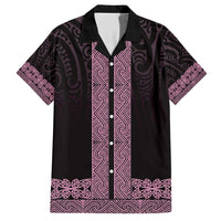 New Zealand Maori Kowhaiwhai Family Matching Short Sleeve Bodycon Dress and Hawaiian Shirt Mawhero Maui and Mangopare LT9 Dad's Shirt - Short Sleeve Pink - Polynesian Pride