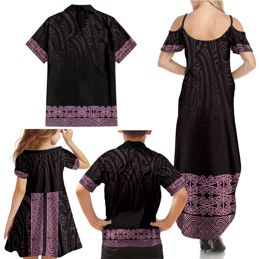 New Zealand Maori Kowhaiwhai Family Matching Summer Maxi Dress and Hawaiian Shirt Mawhero Maui and Mangopare LT9 - Polynesian Pride