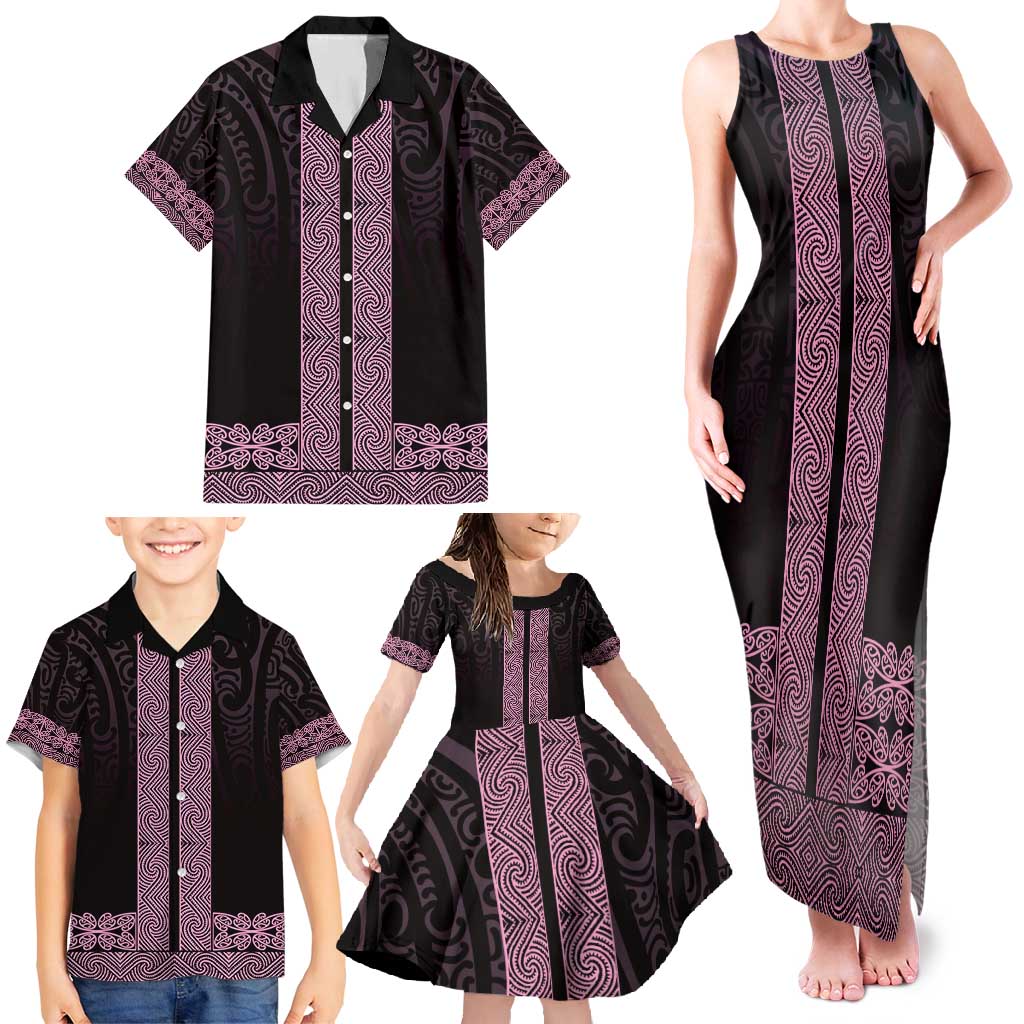 New Zealand Maori Kowhaiwhai Family Matching Tank Maxi Dress and Hawaiian Shirt Mawhero Maui and Mangopare LT9 - Polynesian Pride