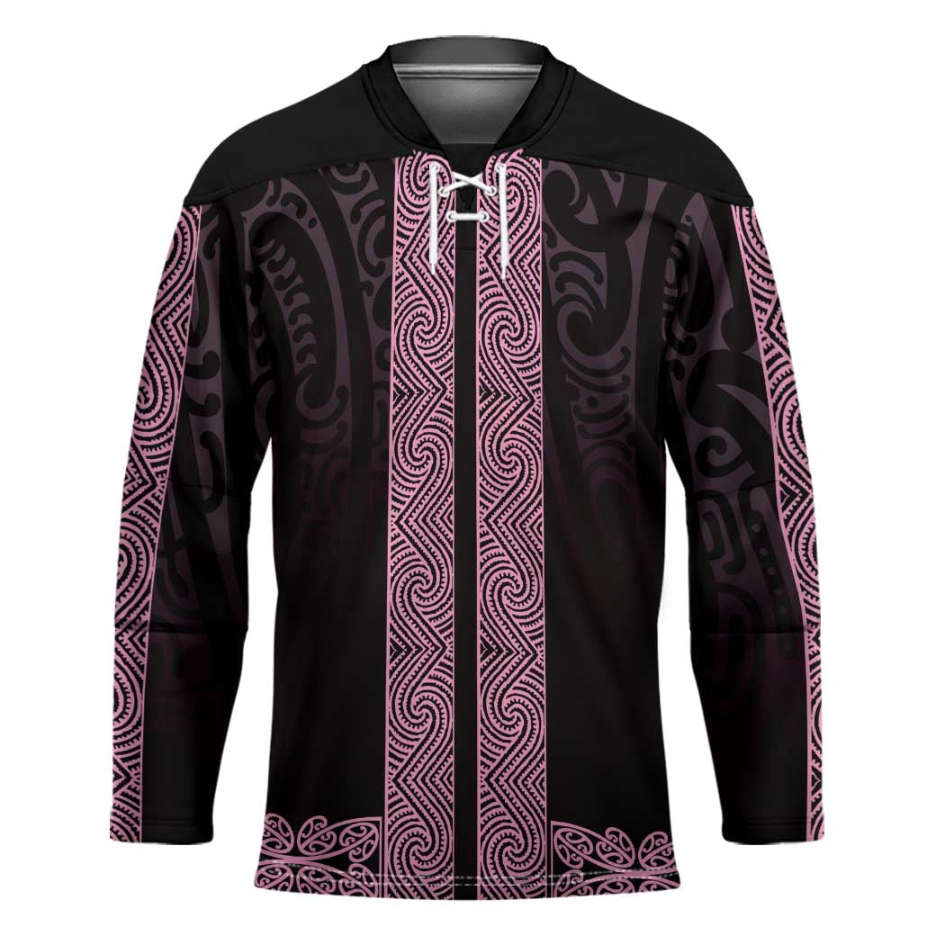 New Zealand Maori Kowhaiwhai Hockey Jersey Mawhero Maui and Mangopare LT9 Unisex Pink - Polynesian Pride