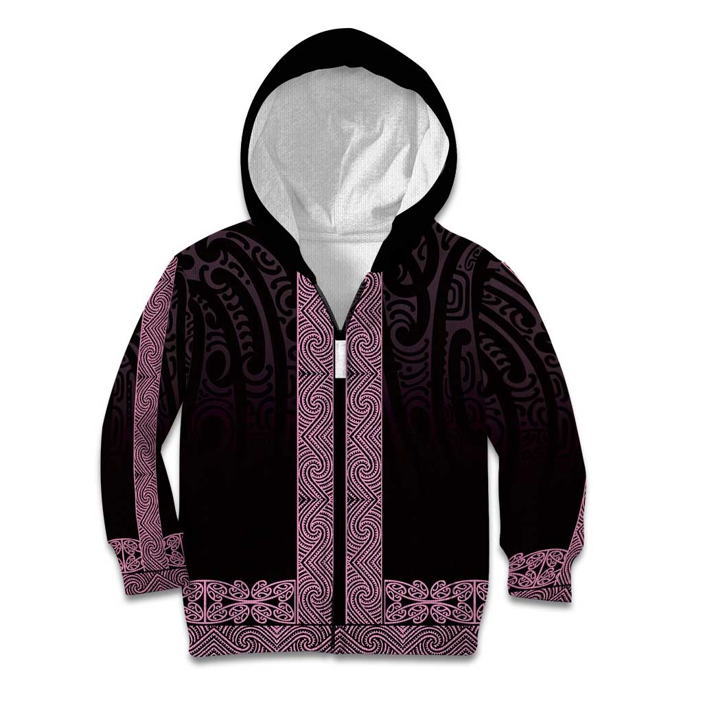 New Zealand Maori Kowhaiwhai Kid Hoodie Mawhero Maui and Mangopare LT9 Zip Hoodie Pink - Polynesian Pride