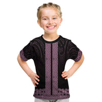New Zealand Maori Kowhaiwhai Kid T Shirt Mawhero Maui and Mangopare LT9 Pink - Polynesian Pride