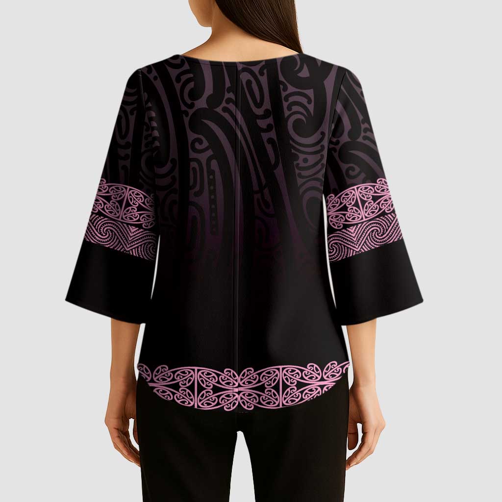 New Zealand Maori Kowhaiwhai Kimono Sleeve Blouse Mawhero Maui and Mangopare LT9 - Polynesian Pride