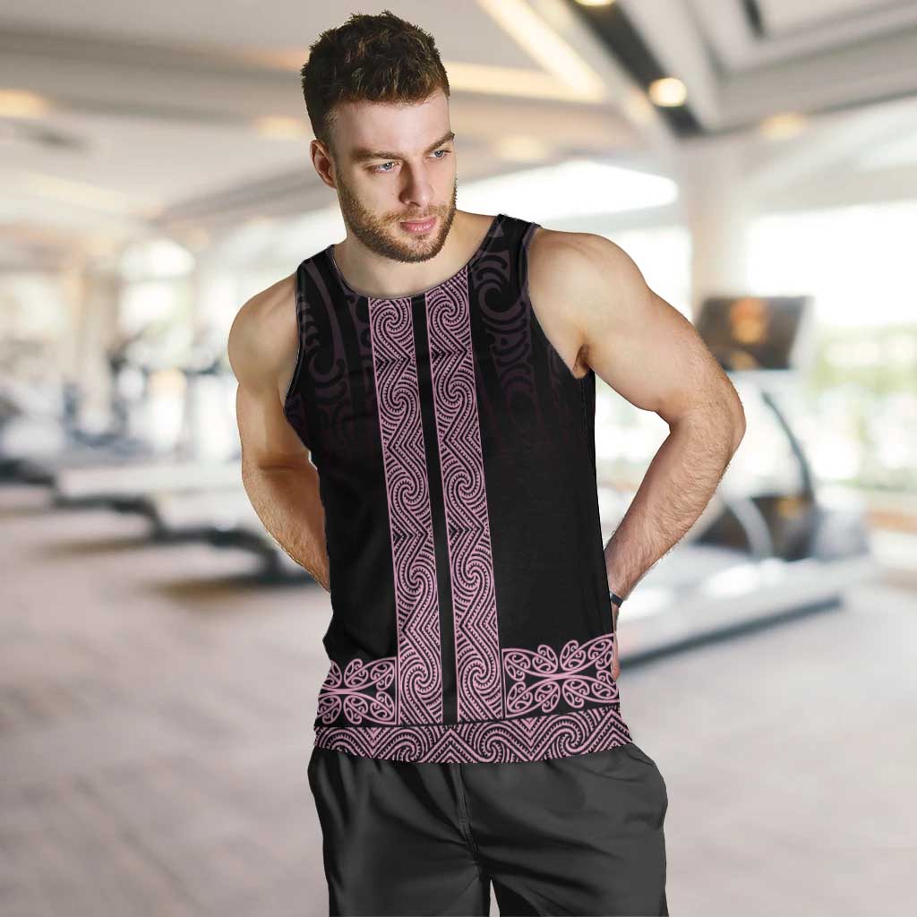New Zealand Maori Kowhaiwhai Men Tank Top Mawhero Maui and Mangopare LT9 Pink - Polynesian Pride