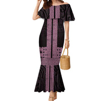 New Zealand Maori Kowhaiwhai Mermaid Dress Mawhero Maui and Mangopare LT9 Women Pink - Polynesian Pride