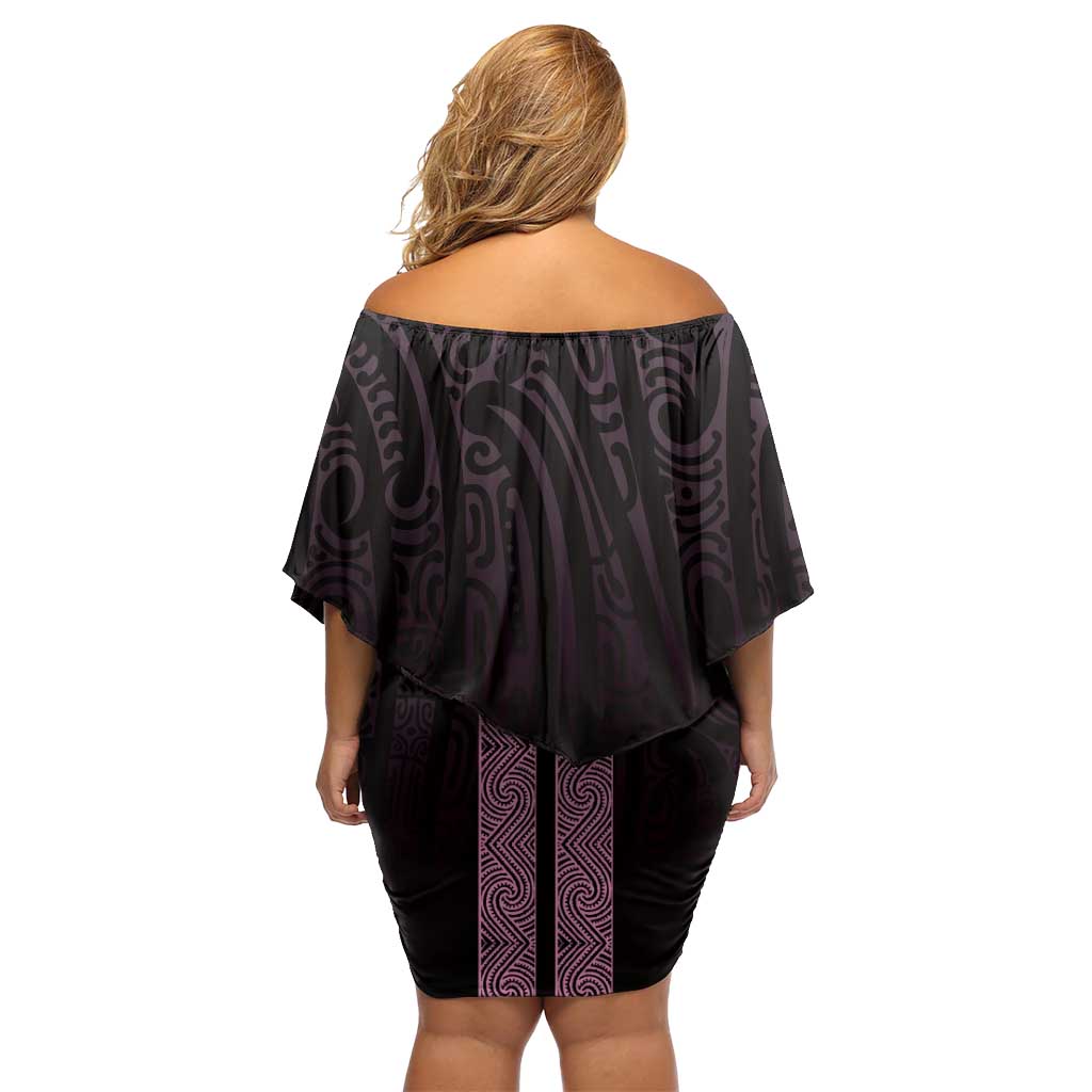 New Zealand Maori Kowhaiwhai Off Shoulder Short Dress Mawhero Maui and Mangopare LT9 - Polynesian Pride