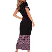 New Zealand Maori Kowhaiwhai Short Sleeve Bodycon Dress Mawhero Maui and Mangopare LT9 - Polynesian Pride