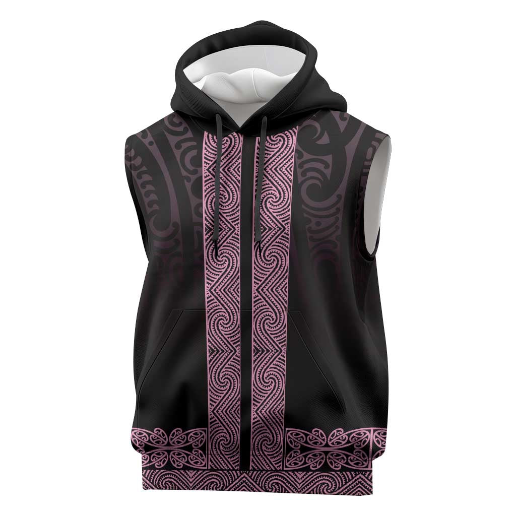 New Zealand Maori Kowhaiwhai Sleeveless Hoodie Mawhero Maui and Mangopare LT9 Pink - Polynesian Pride