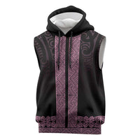 New Zealand Maori Kowhaiwhai Sleeveless Hoodie Mawhero Maui and Mangopare LT9 Pink - Polynesian Pride