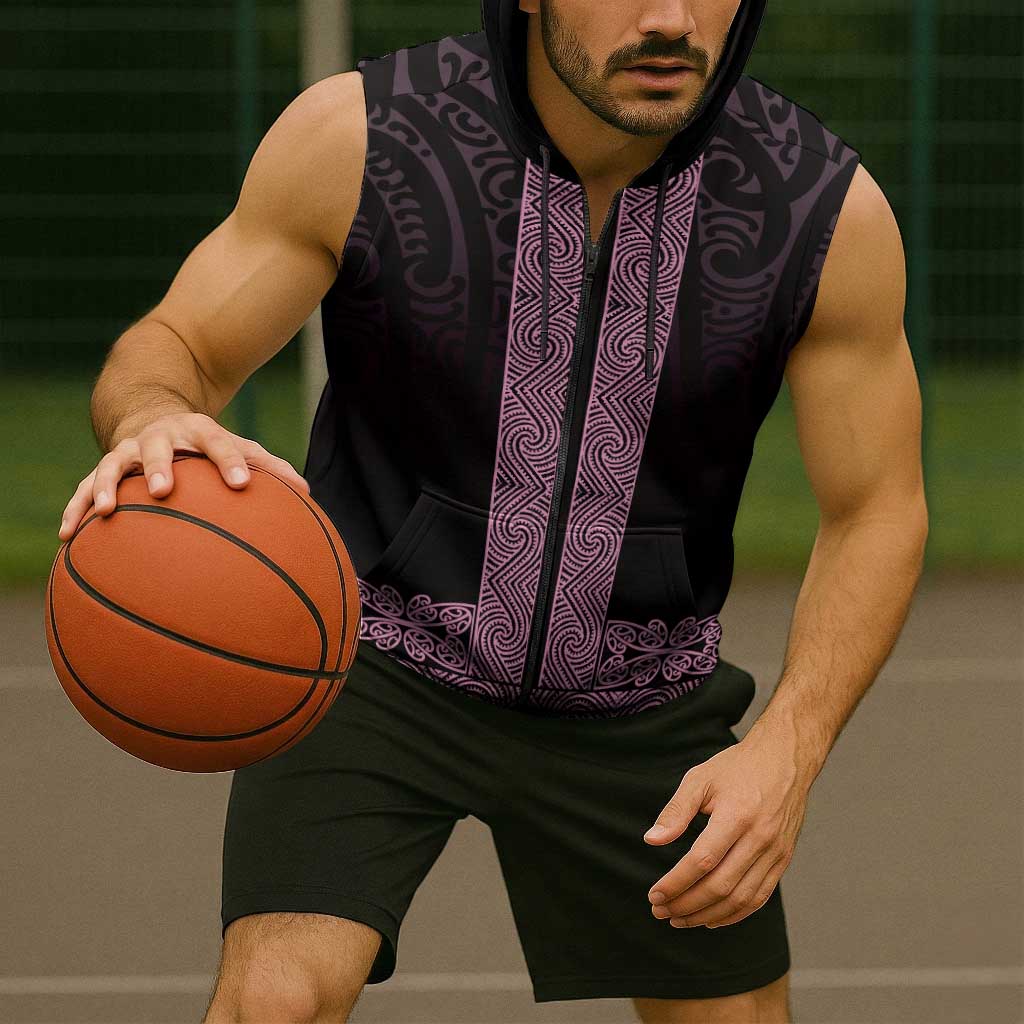 New Zealand Maori Kowhaiwhai Sleeveless Zip Hoodie Mawhero Maui and Mangopare LT9 - Polynesian Pride