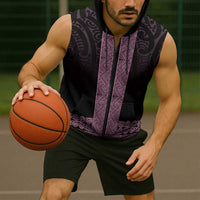 New Zealand Maori Kowhaiwhai Sleeveless Zip Hoodie Mawhero Maui and Mangopare LT9 - Polynesian Pride