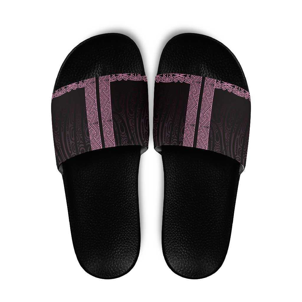 New Zealand Maori Kowhaiwhai Slide Sandals Mawhero Maui and Mangopare LT9 Pink - Polynesian Pride