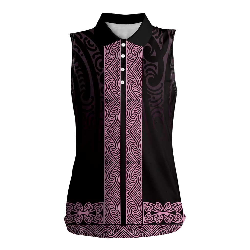 New Zealand Maori Kowhaiwhai Women Sleeveless Polo Shirt Mawhero Maui and Mangopare