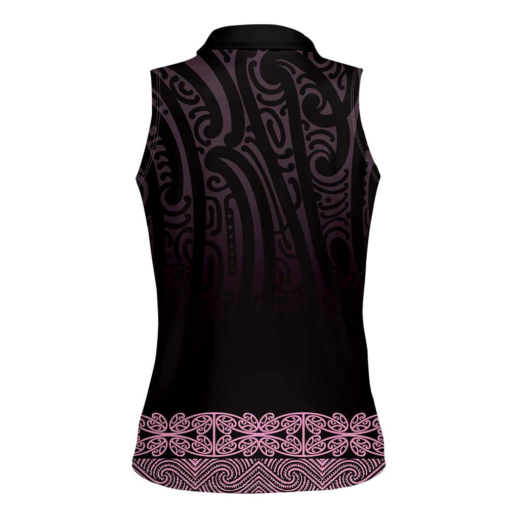 New Zealand Maori Kowhaiwhai Women Sleeveless Polo Shirt Mawhero Maui and Mangopare