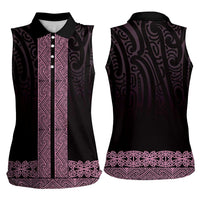 New Zealand Maori Kowhaiwhai Women Sleeveless Polo Shirt Mawhero Maui and Mangopare