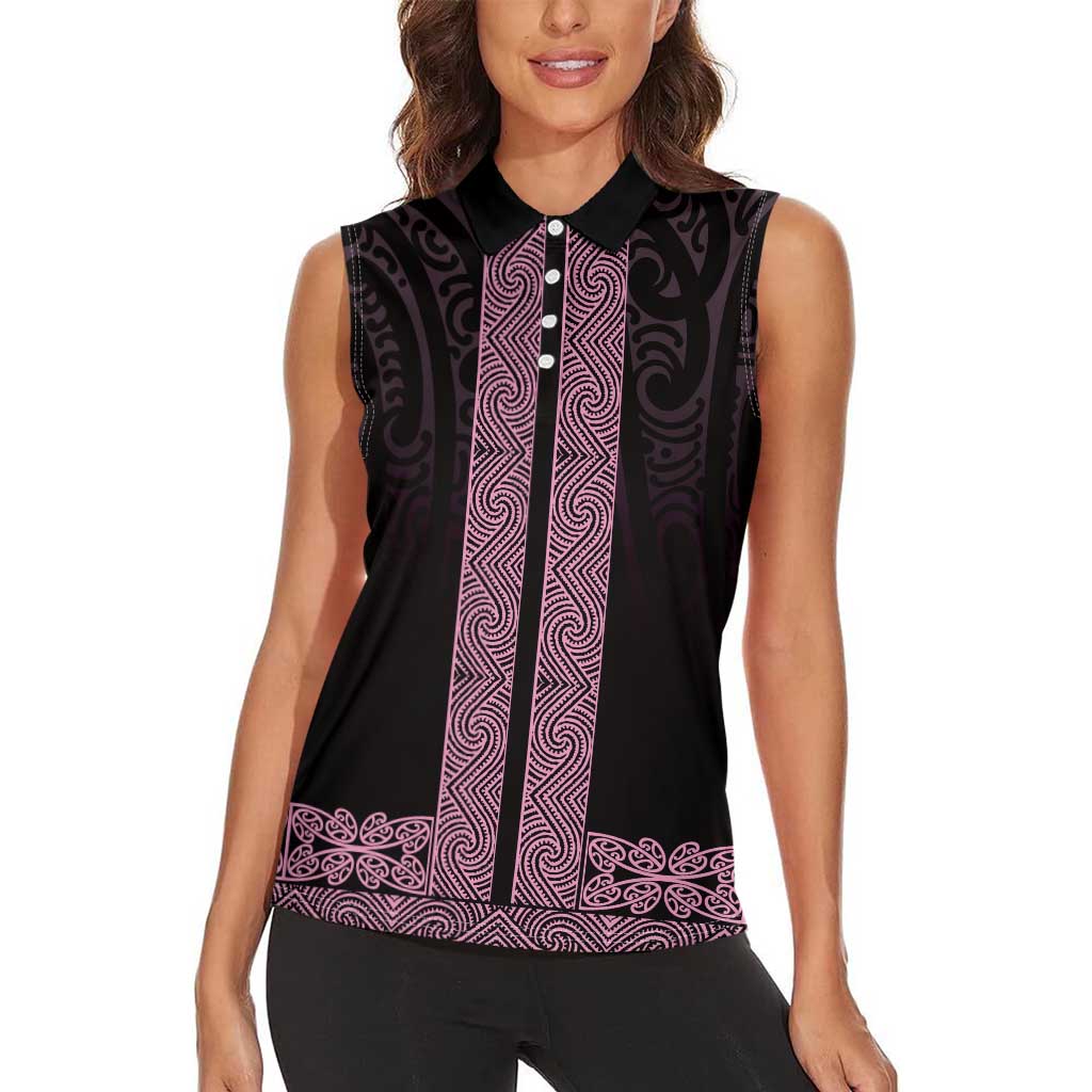 New Zealand Maori Kowhaiwhai Women Sleeveless Polo Shirt Mawhero Maui and Mangopare