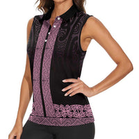 New Zealand Maori Kowhaiwhai Women Sleeveless Polo Shirt Mawhero Maui and Mangopare