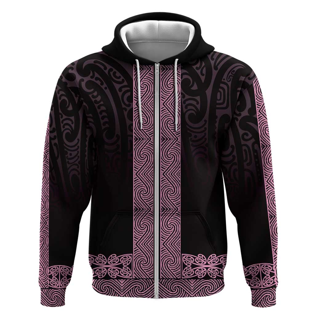 New Zealand Maori Kowhaiwhai Zip Hoodie Mawhero Maui and Mangopare LT9 Zip Hoodie Pink - Polynesian Pride