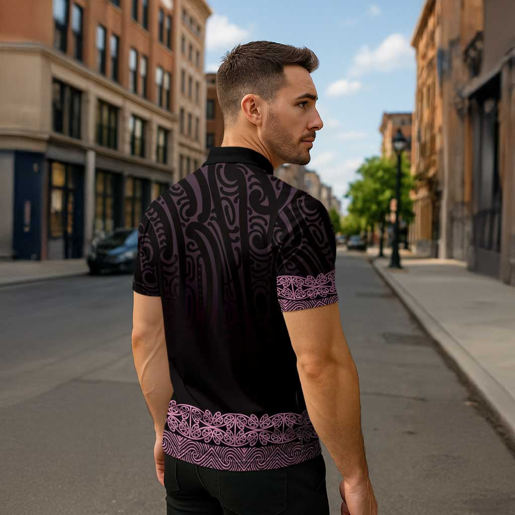 New Zealand Maori Kowhaiwhai Zipper Polo Shirt Mawhero Maui and Mangopare LT9 - Polynesian Pride