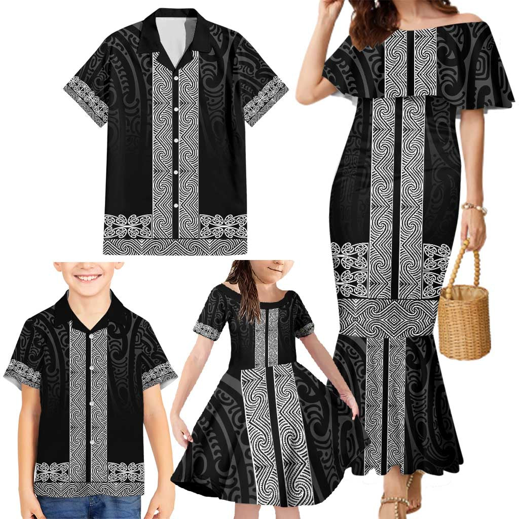 New Zealand Maori Kowhaiwhai Family Matching Mermaid Dress and Hawaiian Shirt Pango Maui and Mangopare LT9 - Polynesian Pride