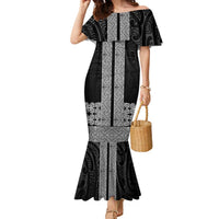 New Zealand Maori Kowhaiwhai Family Matching Mermaid Dress and Hawaiian Shirt Pango Maui and Mangopare LT9 Mom's Dress Black - Polynesian Pride