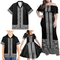 New Zealand Maori Kowhaiwhai Family Matching Off Shoulder Maxi Dress and Hawaiian Shirt Pango Maui and Mangopare LT9 - Polynesian Pride