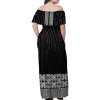 New Zealand Maori Kowhaiwhai Family Matching Off Shoulder Maxi Dress and Hawaiian Shirt Pango Maui and Mangopare LT9 - Polynesian Pride