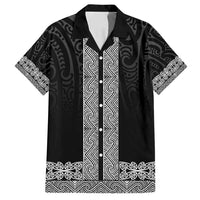New Zealand Maori Kowhaiwhai Family Matching Puletasi and Hawaiian Shirt Pango Maui and Mangopare LT9 Dad's Shirt - Short Sleeve Black - Polynesian Pride