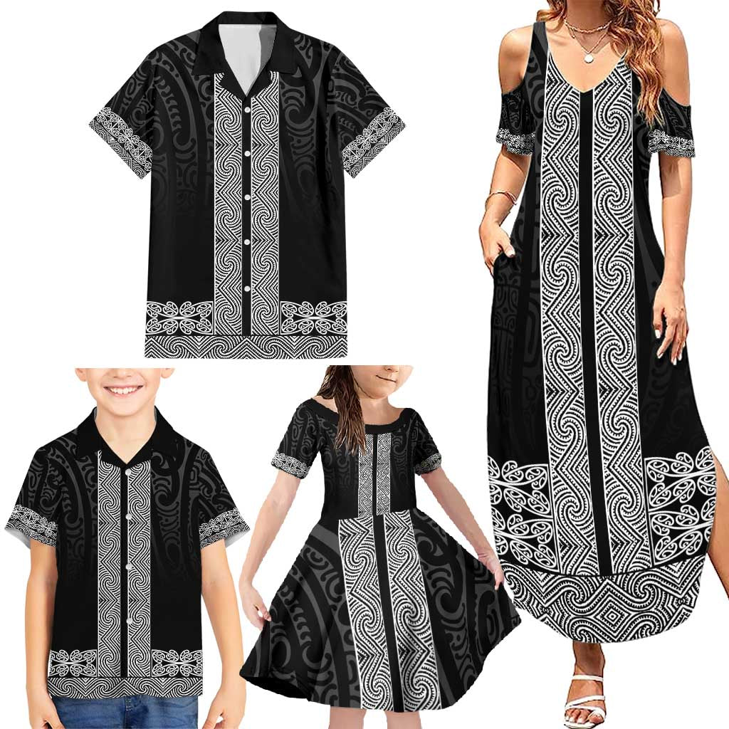 New Zealand Maori Kowhaiwhai Family Matching Summer Maxi Dress and Hawaiian Shirt Pango Maui and Mangopare LT9 - Polynesian Pride