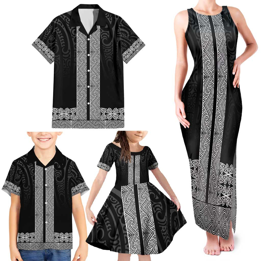 New Zealand Maori Kowhaiwhai Family Matching Tank Maxi Dress and Hawaiian Shirt Pango Maui and Mangopare LT9 - Polynesian Pride