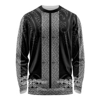 New Zealand Maori Kowhaiwhai Long Sleeve Shirt Pango Maui and Mangopare LT9 Unisex Black - Polynesian Pride