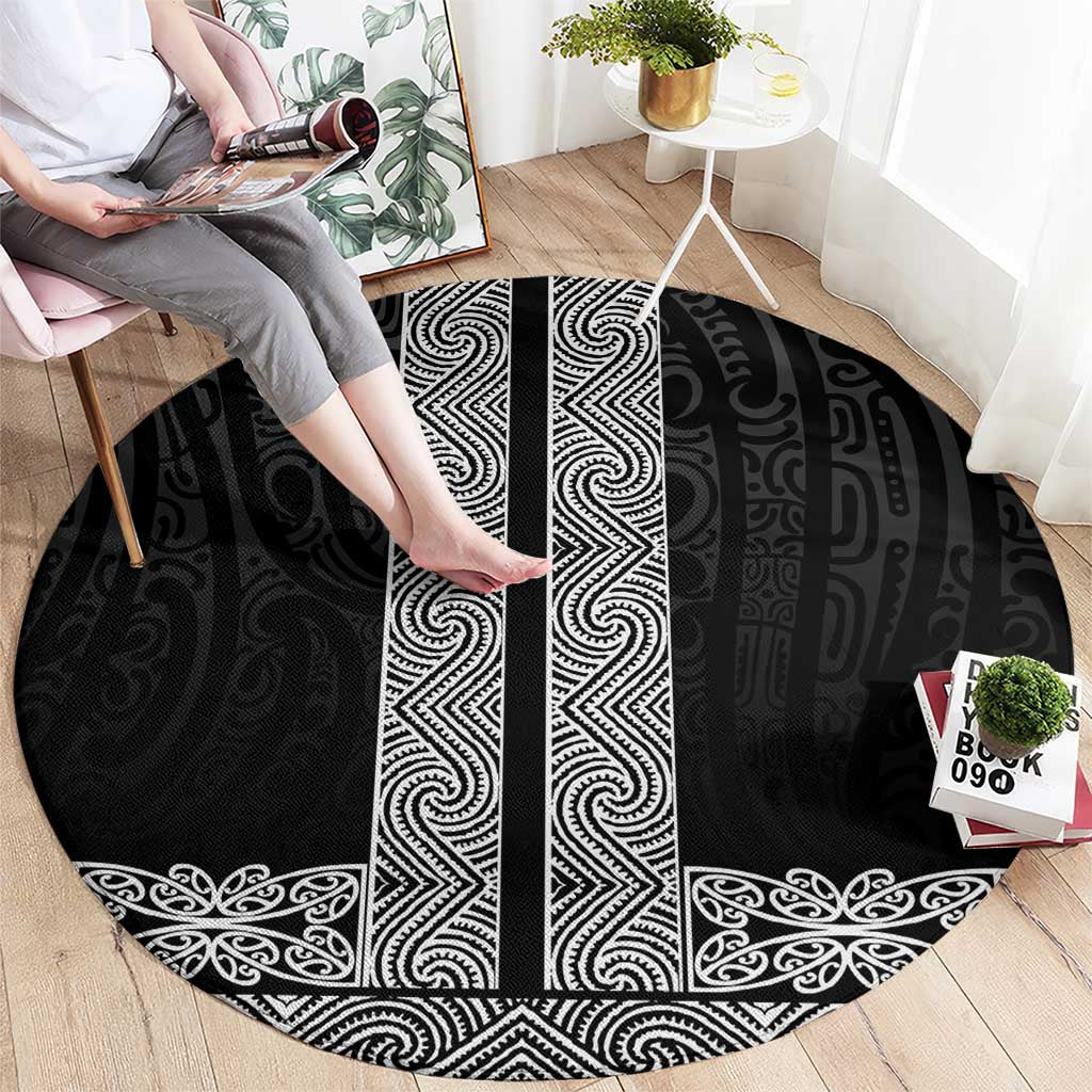 New Zealand Maori Kowhaiwhai Round Carpet Pango Maui and Mangopare