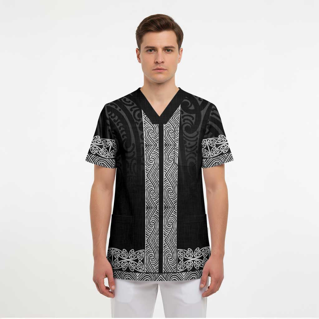 New Zealand Maori Kowhaiwhai Scrub Top Pango Maui and Mangopare - Polynesian Pride