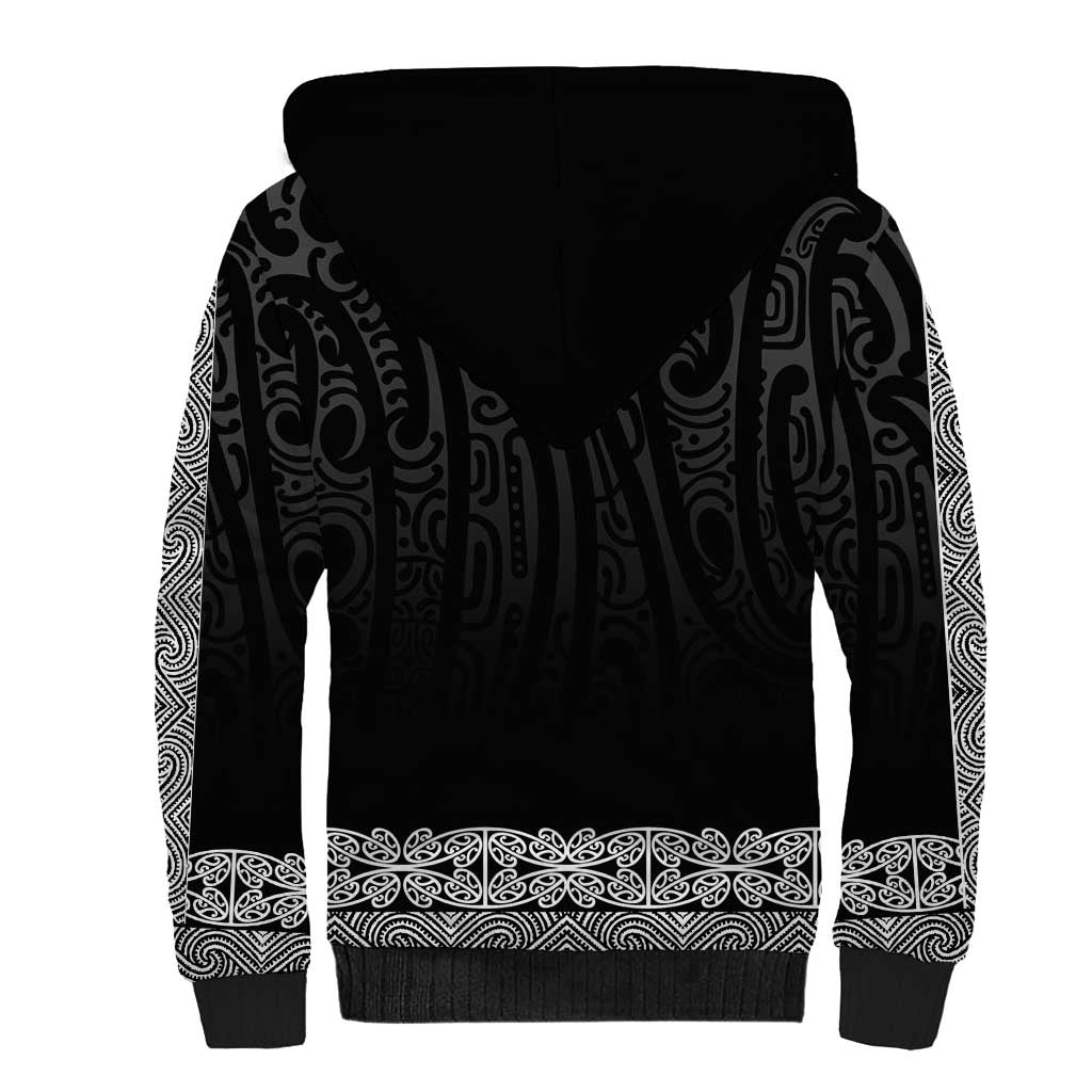 New Zealand Maori Kowhaiwhai Sherpa Hoodie Pango Maui and Mangopare LT9 - Polynesian Pride