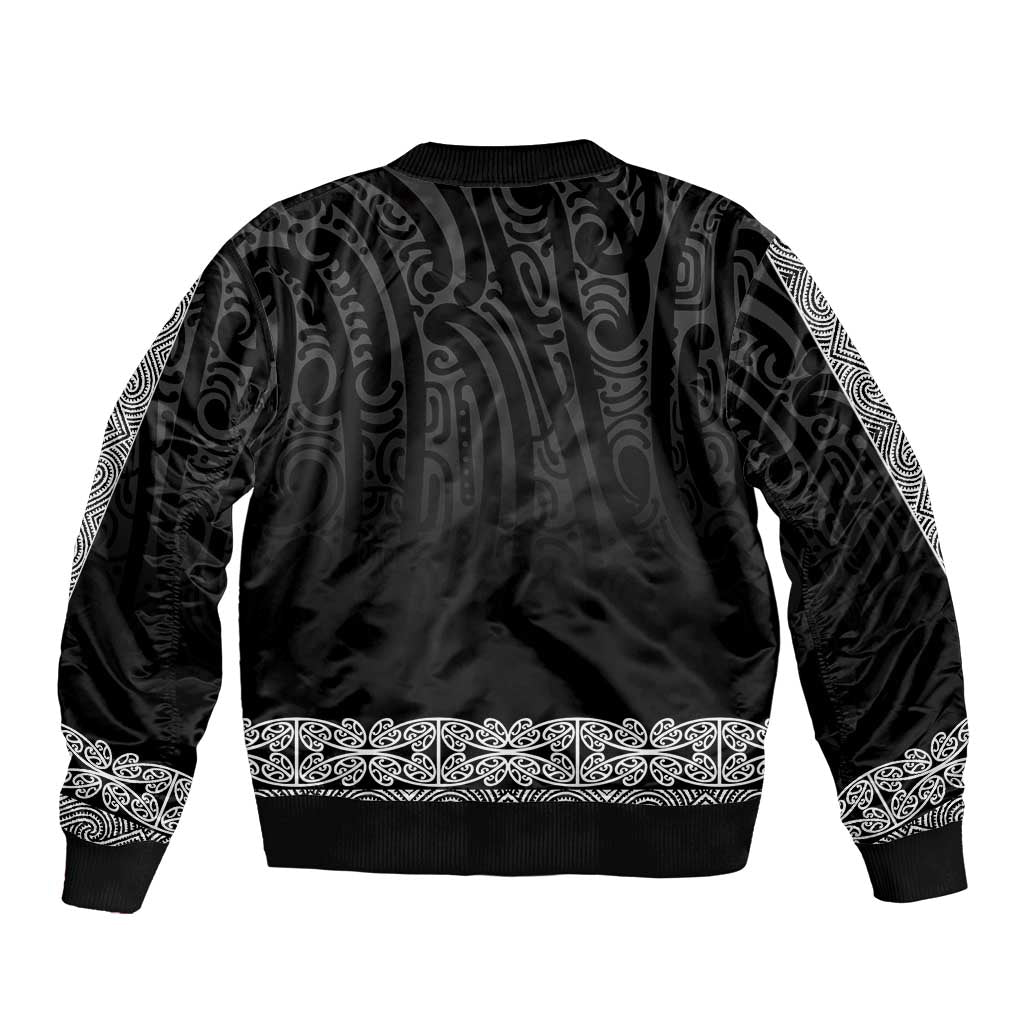 New Zealand Maori Kowhaiwhai Sleeve Zip Bomber Jacket Pango Maui and Mangopare LT9 - Polynesian Pride