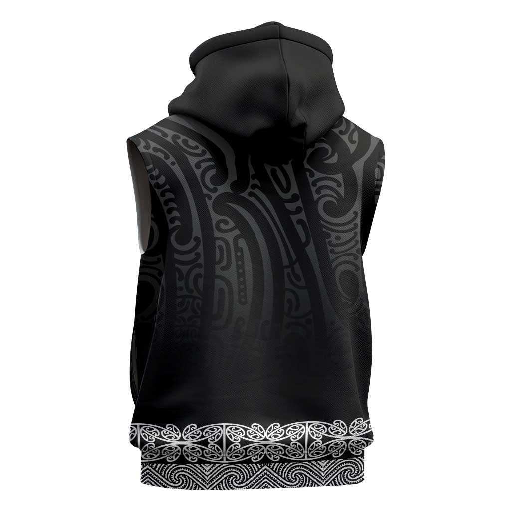 New Zealand Maori Kowhaiwhai Sleeveless Hoodie Pango Maui and Mangopare - Polynesian Pride