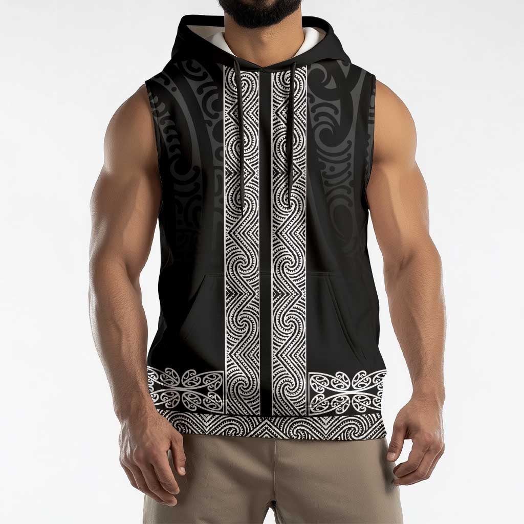 New Zealand Maori Kowhaiwhai Sleeveless Hoodie Pango Maui and Mangopare - Polynesian Pride