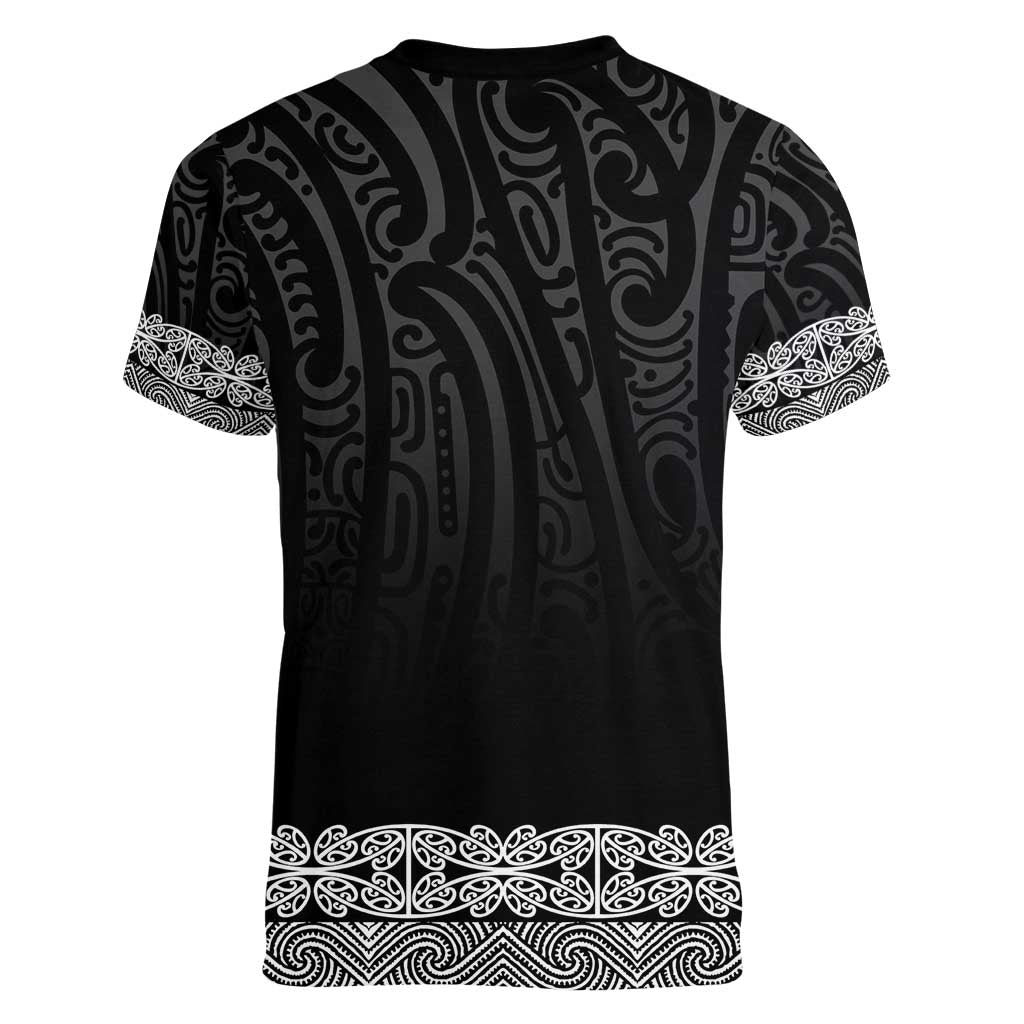 New Zealand Maori Kowhaiwhai Women V-Neck T-Shirt Pango Maui and Mangopare