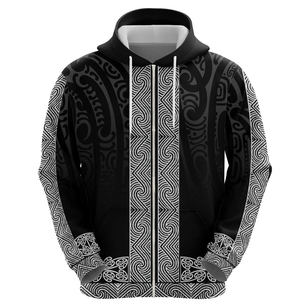 New Zealand Maori Kowhaiwhai Zip Hoodie Pango Maui and Mangopare LT9 - Polynesian Pride