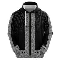 New Zealand Maori Kowhaiwhai Zip Hoodie Pango Maui and Mangopare LT9 - Polynesian Pride